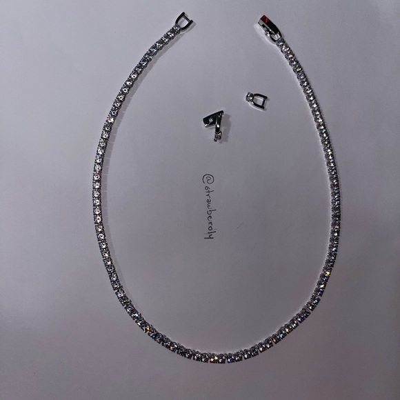 Tennis Deluxe necklace Round cut, White, Rhodium plated - Picture 1 of 3